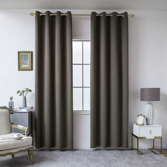 Beauty Home Perdea Opacă Cu Capse Maro 140x270 cm