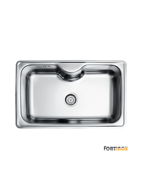 Fortinox Ένθετος Νεροχύτης Inox Σατινέ Μ80xΠ50cm Ασημί