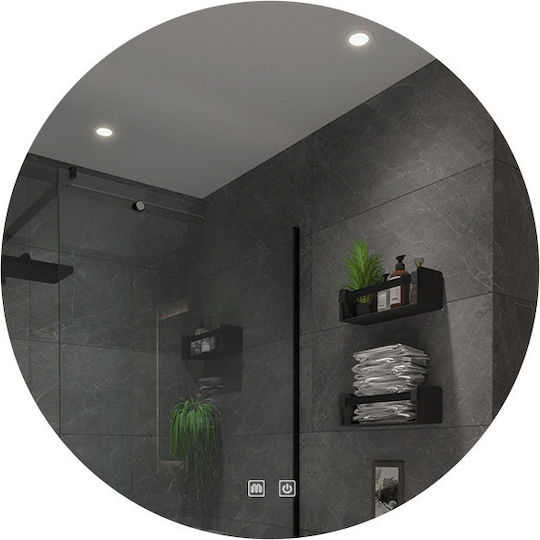 H2O Rund LED Berührung Badezimmerspiegel aus Metall 80x80cm