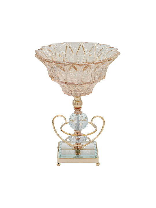 Glas-Kup mit Goldener Metallbasis und Kristallen Keskor 43234