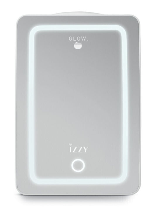 Izzy Kosmetik-Kühlschrank 6lt mit Regal mit Spiegel mit LED-Beleuchtung und Heizfunktion Silber