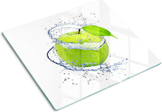 Schneidebrett Aus Glas Mit Grünem Apfel Design 60x52 Cm