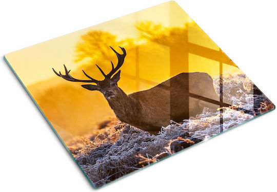 Glas Schneideplatte Servierteller Sonnenaufgang Über Elch 60x52 cm