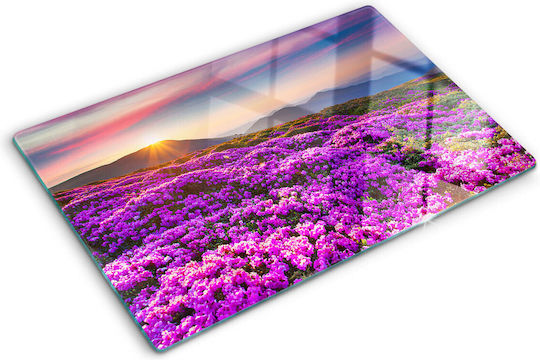 Glass Kitchen Chopping Surface Flower Design In The Mountains 80x52 Cm