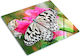 Tocătoare De Bucătărie Decorativă Din Sticlă Rezistentă Floare Fluture 60x52 Cm