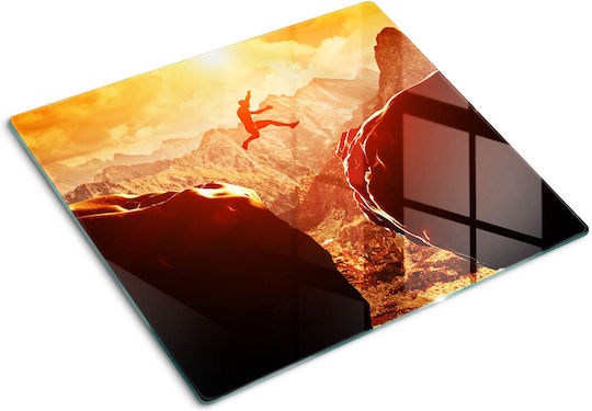 Glass Kitchen Cutting Board Safety Tempered Glass Leap Into The Abyss 60x52 Cm