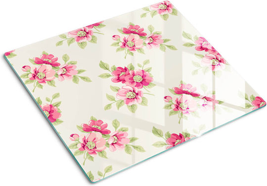 Glass Kitchen Surface Tempered Glass Floral Design 60x52 Cm