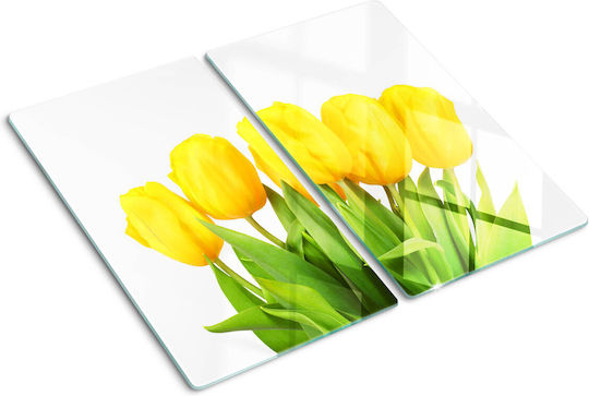 Glass Kitchen Cutting Board Print Tempered Glass Yellow Tulips 2x30x52 Cm