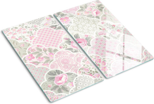 Glass Serving Chopping Board Roses Decorations 2x30x52 Cm