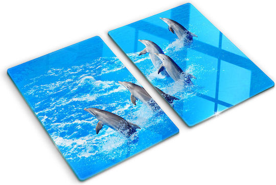 Glass Kitchen Counter Protection Board Tempered Glass Dolphins 2x40x52 Cm