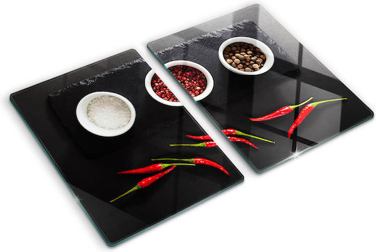 Schneidebrett Küchenarbeitsplatte Schutzplatte Glas Gewürze Chili 2x40x52 cm