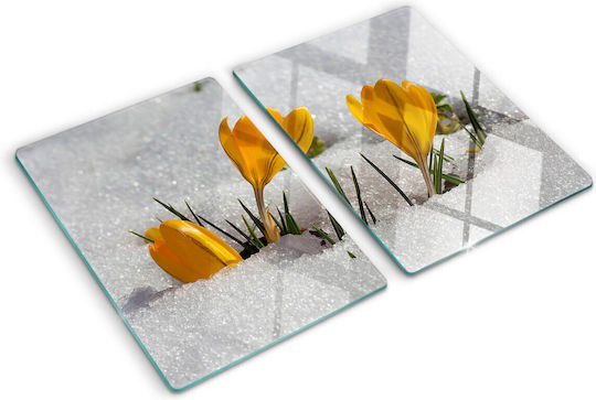 Schneidebrett Schutzfläche Hartes Glas Küchen Schneeflocken 2x40x52 cm