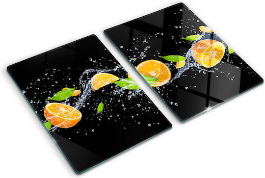 Glas Schneidefläche Schutzplatte Für Küchenarbeitsplatte Orange Wasser 2x40x52 cm