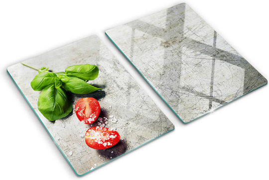 Schneidebrett Küchenarbeitsplatten Schutzplatte Glas Tomaten Basilikum 2x40x52 cm