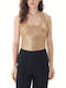 Logo Women's Blouse Cotton Sleeveless Gold