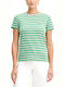 Logo Damen T-Shirt Gestreift Grey-Green