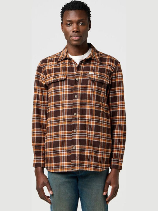 Μακρυμάνικo Overshirt Καρό Deep Brown