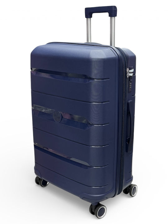 Olia Home Large Blue Suitcase With 4 Wheels Hei...