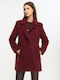 Curly Women's Bordeaux Peacoat with Buttons