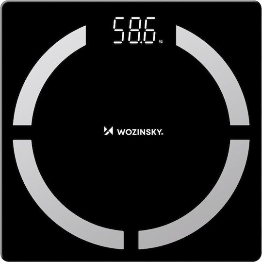 Wozinsky Intelligente Badezimmerwaage 180kg mit Körperfettmessung & Bluetooth Schwarze WIWL-30