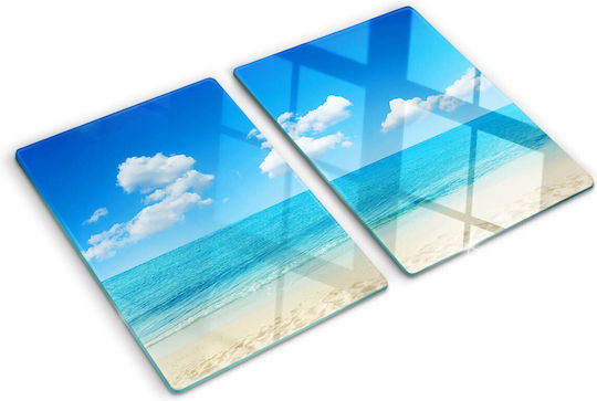 Glass Kitchen Cutting Board Counter Protection Paradise Beach 2x40x52 Cm