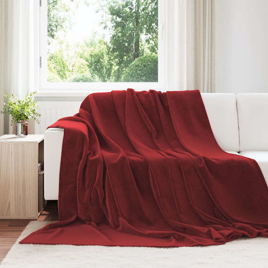 vidaXL Τριθέσιου Καναπέ Π240xΜ270cm Βεραμάν Κόκκινο