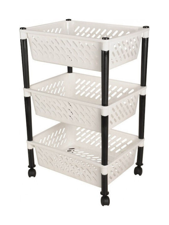 Nektarplast Plastic Kitchen Trolley 3 Tiers White 39x30x62cm