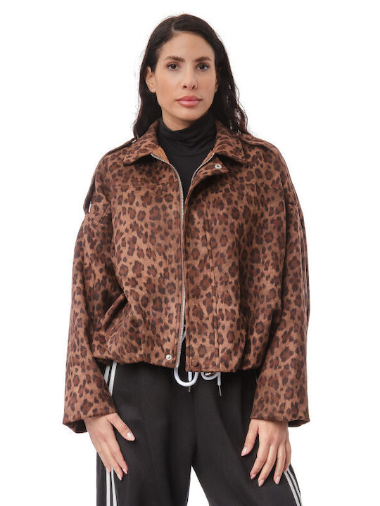 Women's Lifestyle Suede Jacket for Winter Brown