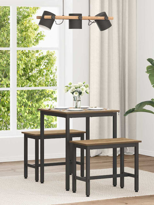 Wooden Dining Room Table with Metal Frame 60x60...