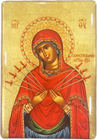 Magnet aus Emaille Heilige Maria Eptaspathi Höhe 8cm Breite 5,5cm