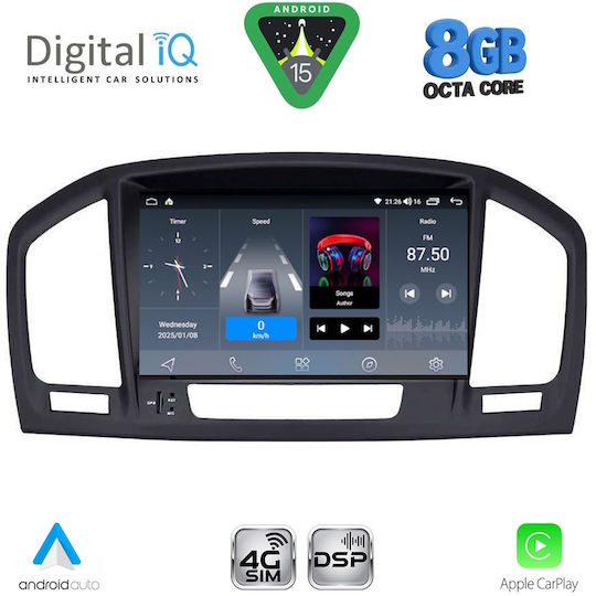 Digital IQ Car Audio System for Opel Insignia 2008-2013 (Bluetooth/USB/WiFi/GPS/Apple-Carplay/Android-Auto) with Touch Screen 8"