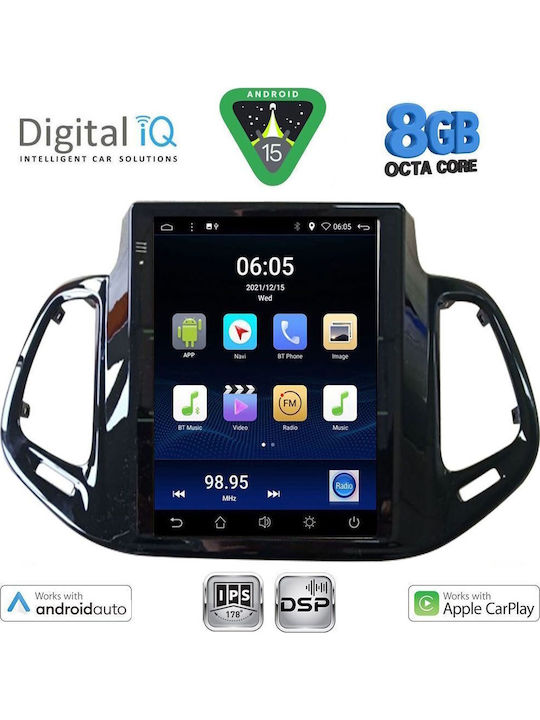 Digital IQ Auto-Audiosystem für Jeep Kompass 2017-2021 mit Klima (Bluetooth/USB/AUX/WiFi/GPS/Apple-Carplay/Android-Auto) mit Touchscreen 9.7"