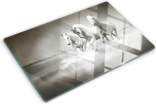 Placă De Protecție Pentru Blat Din Sticlă Securizată Cai Albi 80x52 Cm