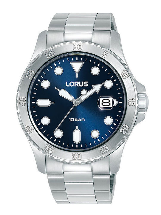 Lorus Ανδρικό Ρολόι 42mm Μπαταρίας με Ασημί Μετ...