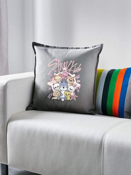 Stray Kids Pink Kids Throw Pillow Gray 100% Cotton Contains Filling 50x50cm
