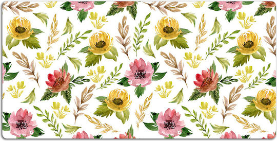 Vinyl Unterlage Tastatur & Maus Aquarell Blumen 100x50 cm