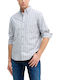 Long-sleeved Cotton Shirt Striped Grey-white