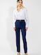 Dama Tesatura Pantaloni cu Croială Dreaptă Navy Blue