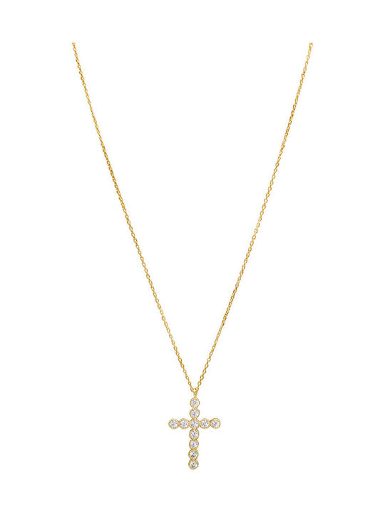 Savvas Design Gold Kreuz 14K mit Kette