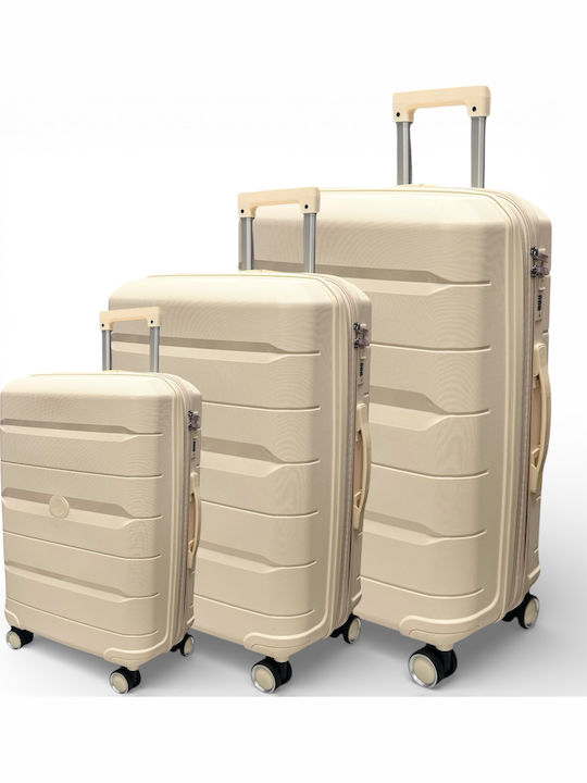 Olia Home Hard Cream Suitcases with 4 Wheels Set of 3 Pieces