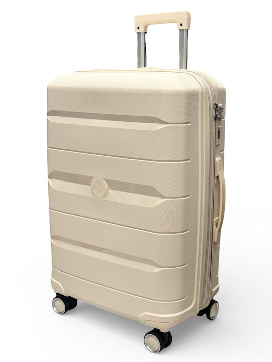 Olia Home Large Cream Suitcase With 4 Wheels Height 75cm