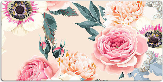 Decorative Protective Desk Pad Home Office Flowers Pastel 100x50 Cm