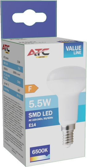 ATC LED Bulb 5.5W 85mm For E14 Socket And R50 Shape Cool White 470lm