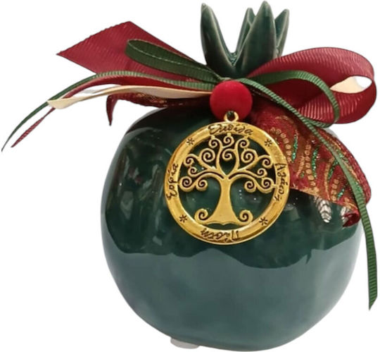 Kalliopi Silver Tabletop Lucky Charm Pomegranate Green Ceramic 2026 10x12cm 1pcs
