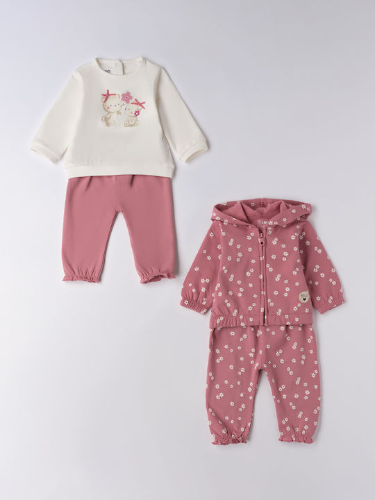 Kids Sweatpants Set Pink 4pcs