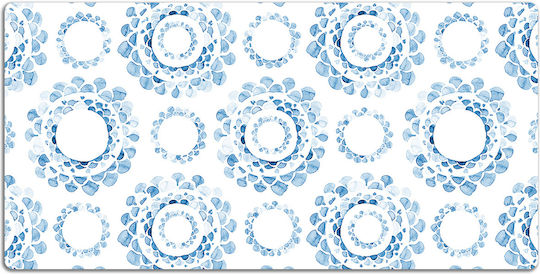 Desk Pad Keyboard Mouse Organizer Blue Circles 90x45 Cm