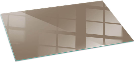 Tempered Glass Plate Front Fireplace Decoration Brown 140x70 Cm