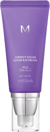 Missha Perfect Cover Serum BB #23 Natural Beige Face Day Cream with SPF50 for Moisturizing & Blemishes with Niacinamide 50ml