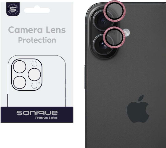 Sonique Glitter Lens Pro Προστασία Κάμερας Tempered Glass Ροζ για το iPhone 16, iPhone 16 Plus