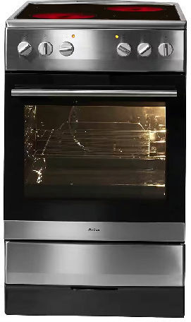 Amica Cooker 68lt with Ceramic Hobs W60cm. Inox
